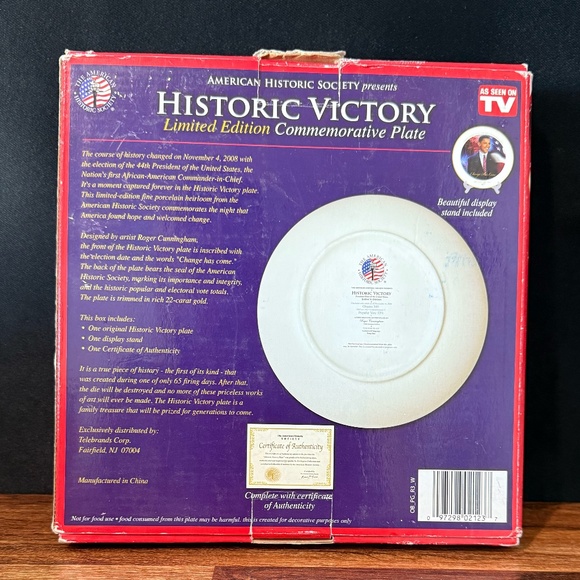 THE AMERICAN HISTORIC SOCIETY Collectable Plate President Obama - Picture 3 of 7